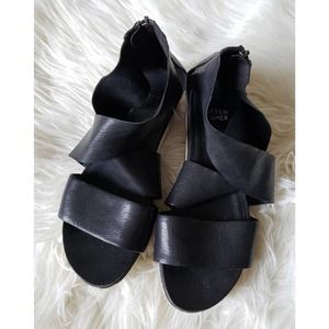 Eileen fisher womens sandals size 7 wide strap leather ankle strap platform